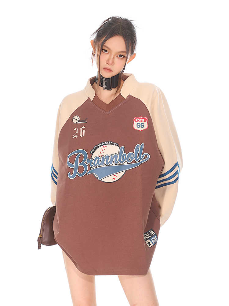 Vintage American Sports V-Neck College Sweatshirt