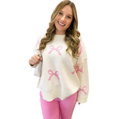 All-match Bow Women's Pullover Loose Sweater