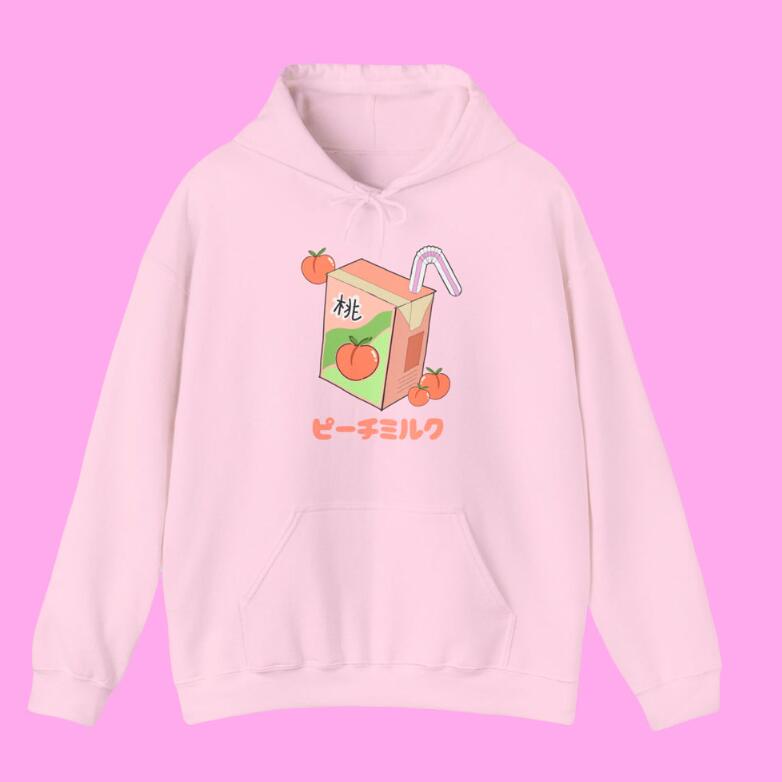 Life Is Like Peach Print Cute Hoodie