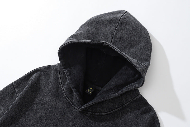 Retro Loose Hip Hop Hooded Terry Sweater for Streetwear