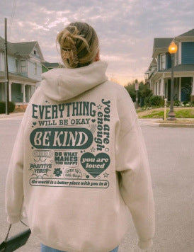 Plus Size Letter Print Loose Pullover Hoodie