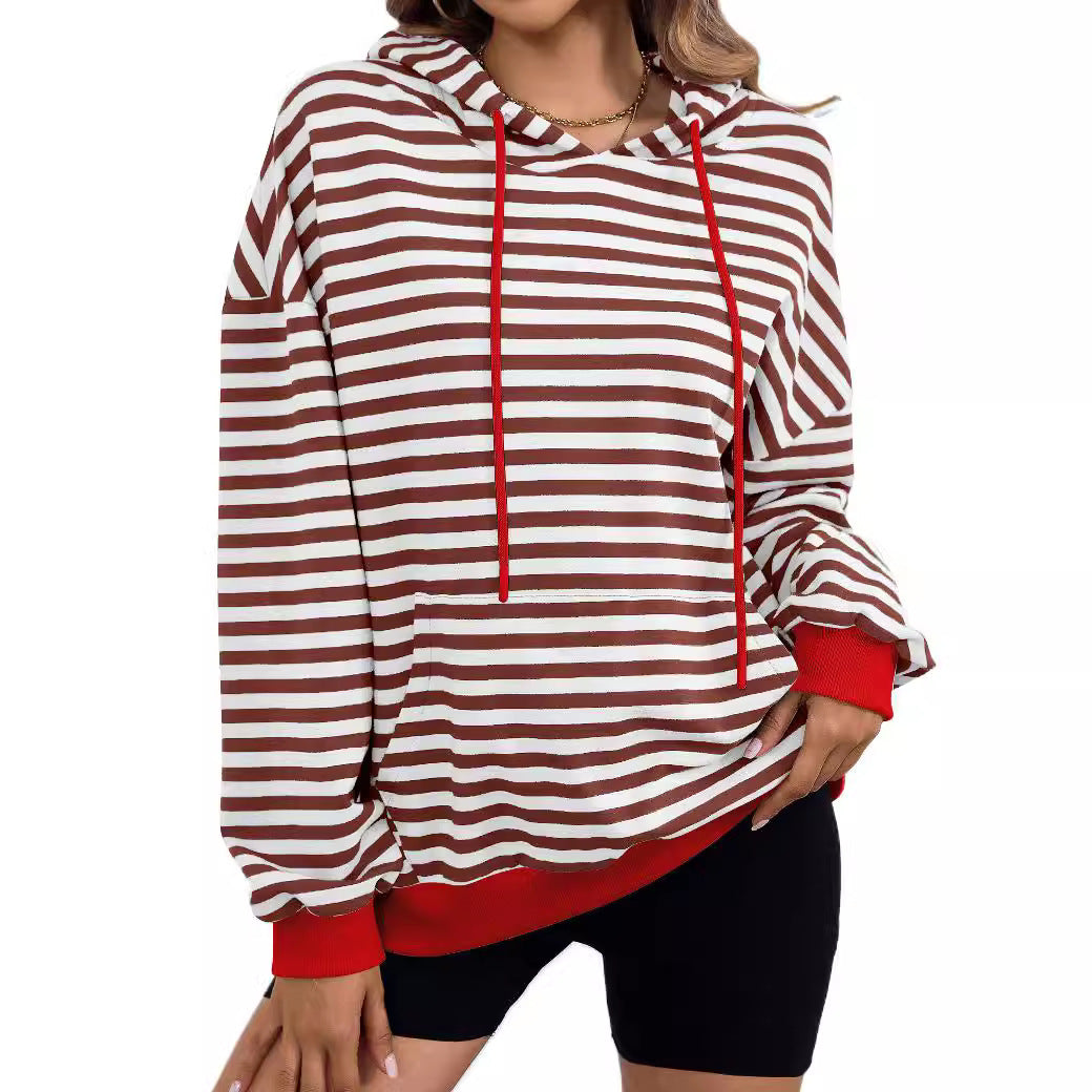 Women's Casual Striped Oversized Hoodie
