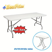 CWEOFBL, 1pc 30*20inch/4/6ft Heavy-Duty Portable Folding Table With Handle - Desk & Drawer Organizers For Outdoor Camping, Picnic, Party, No Electricity Needed, Space-Saving, Compact, Lightweight, ...