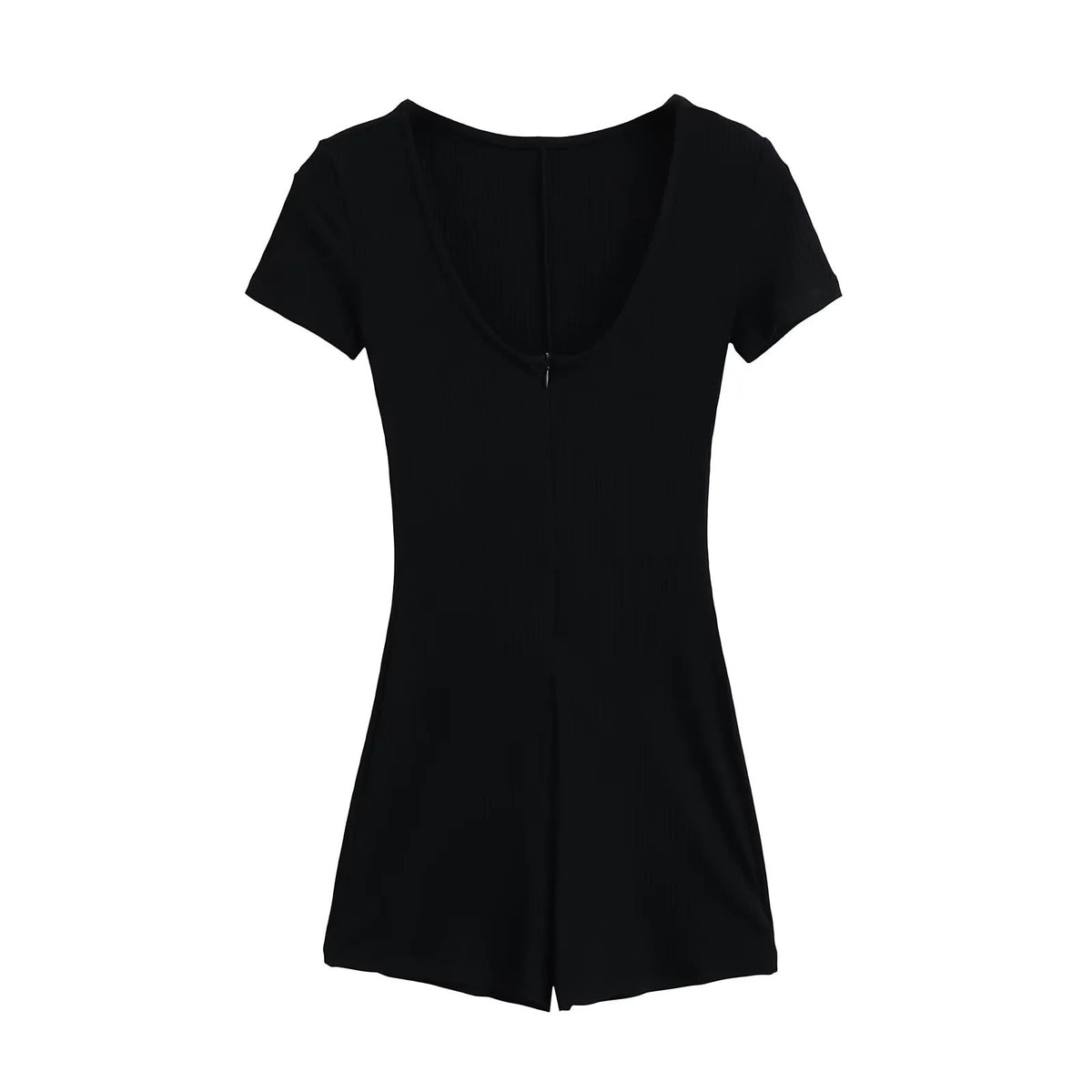 Ribbed Short Sleeve Fitness Yoga Jumpsuit