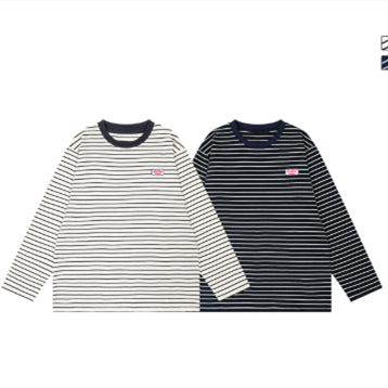 Japanese-style Retro Striped Base Layer Shirt Casual Long-sleeve Trendy T-shirt
