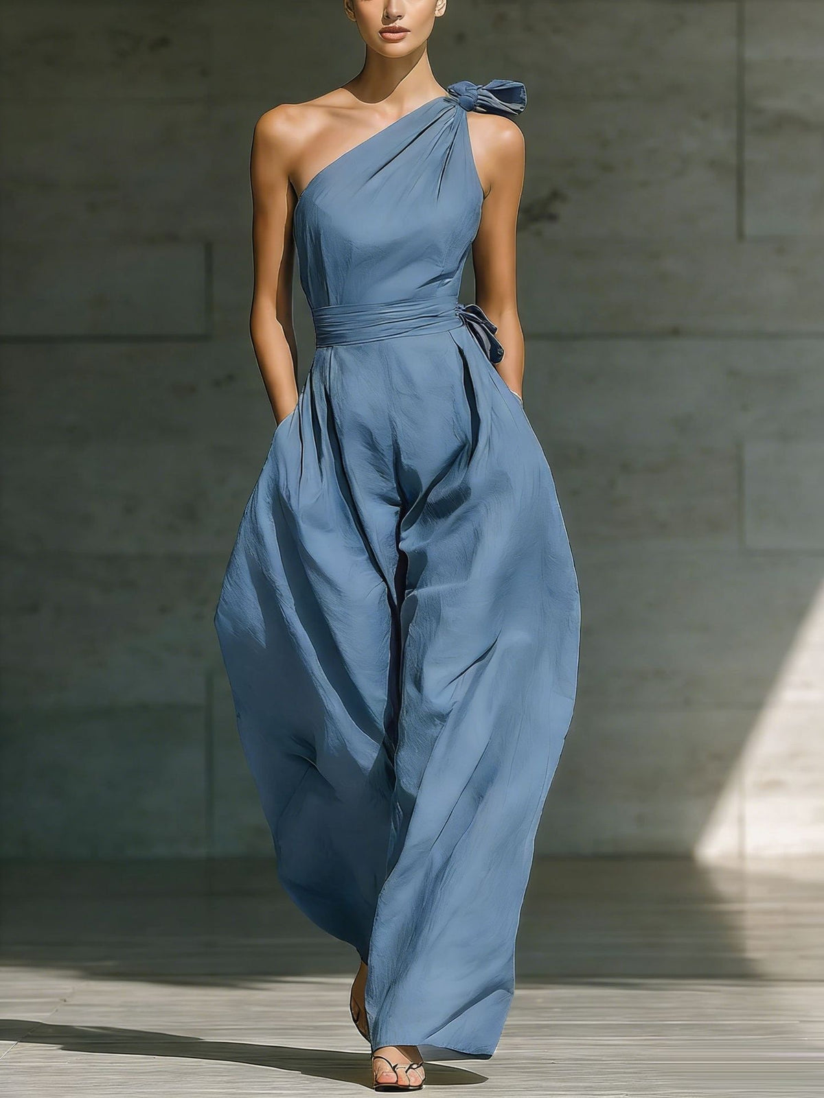 Chic Off-Shoulder Wide-Leg Belted Jumpsuit