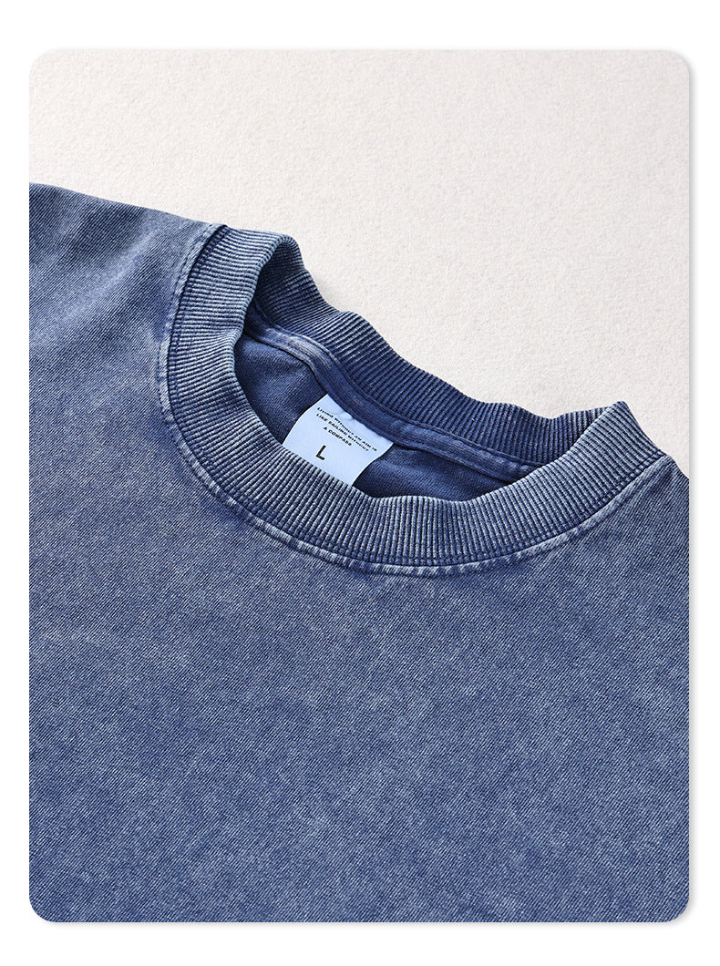 Solid Blank Ribbed Sleeve T Shirt