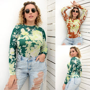 Plus Size Tie-Dye Slim Mesh Top
