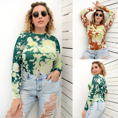 Plus Size Tie-Dye Slim Mesh Top