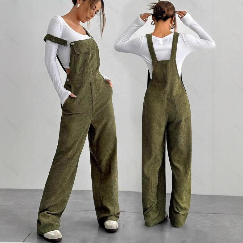 Corduroy Slimming Loose-fitting Jumpsuit
