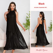 Multi-colored Mesh Halter-neck Nightdress