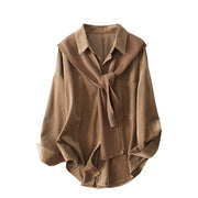 Large Size Premium And Age Reducing Knitted Shawl Shirt