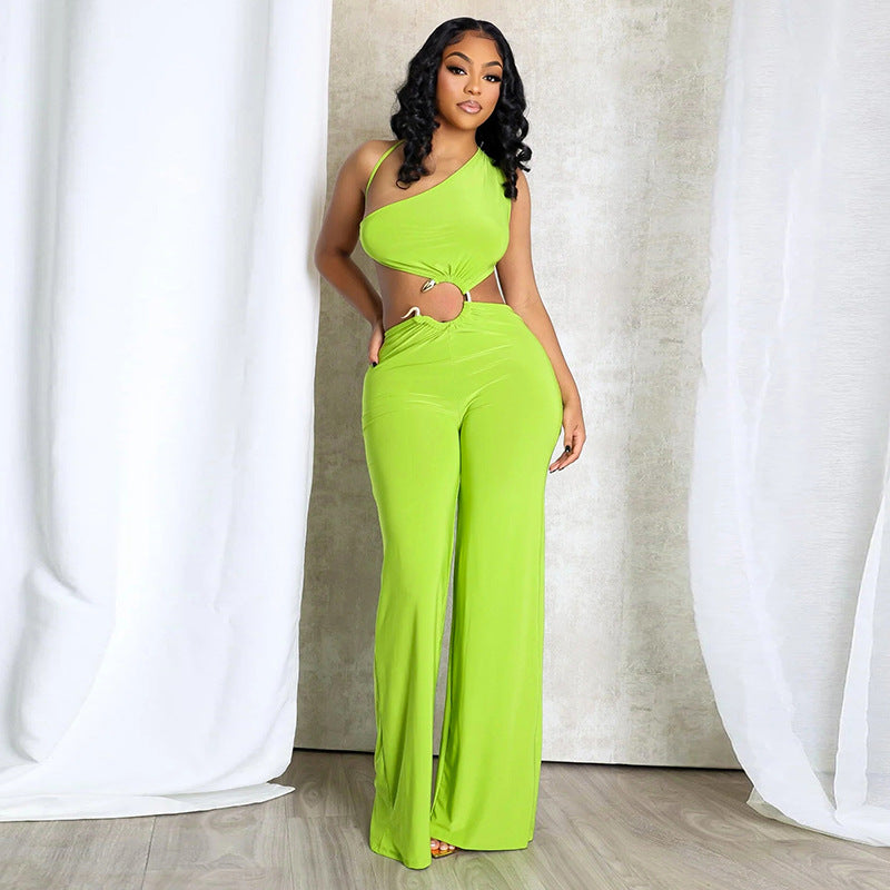 Sleek Hollow-Out One-Piece Straight Leg Long Romper