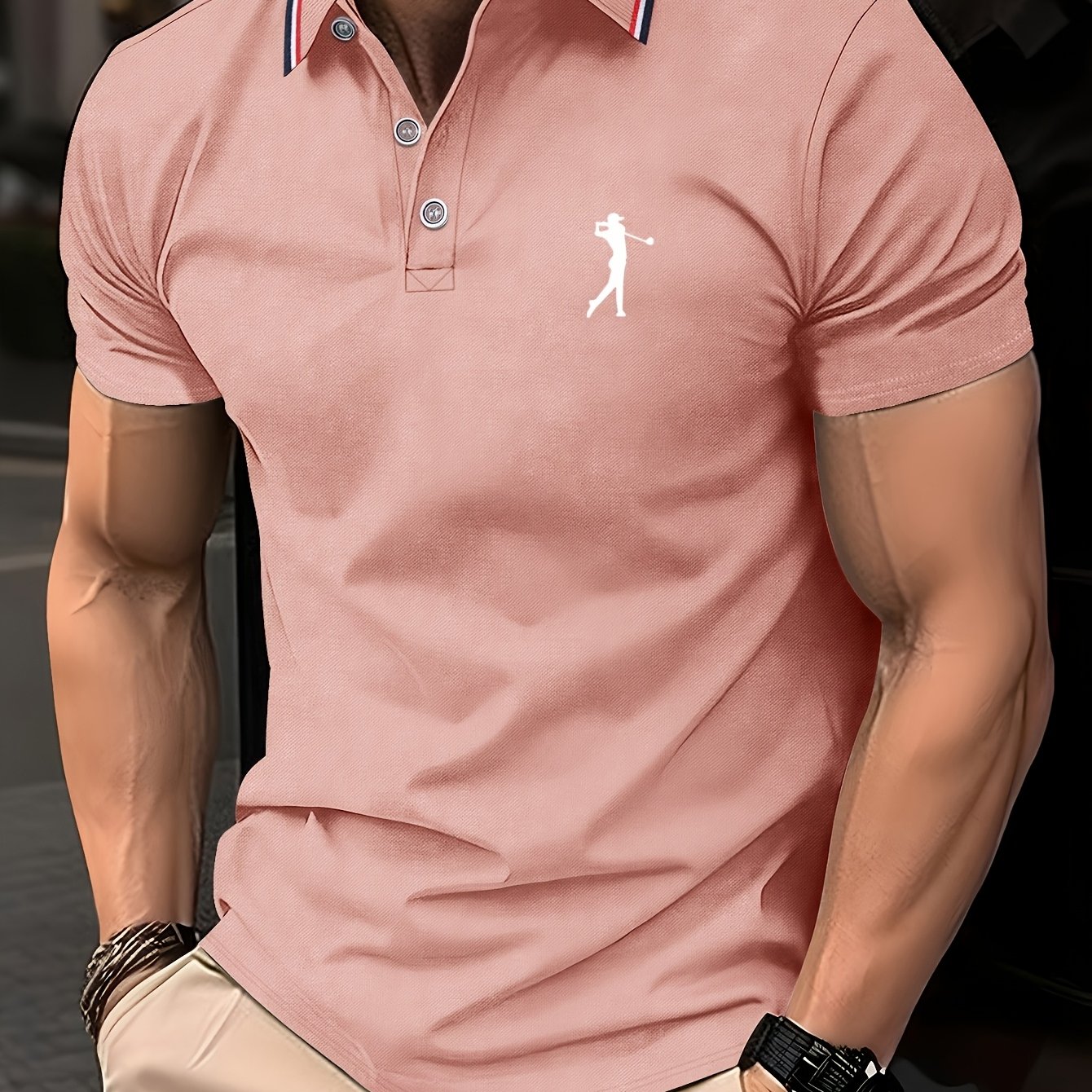Short Sleeve Print Polo Shirt for Men