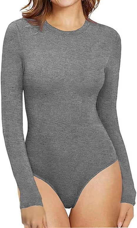Solid Long Sleeve Jumpsuit Casual Bodysuit