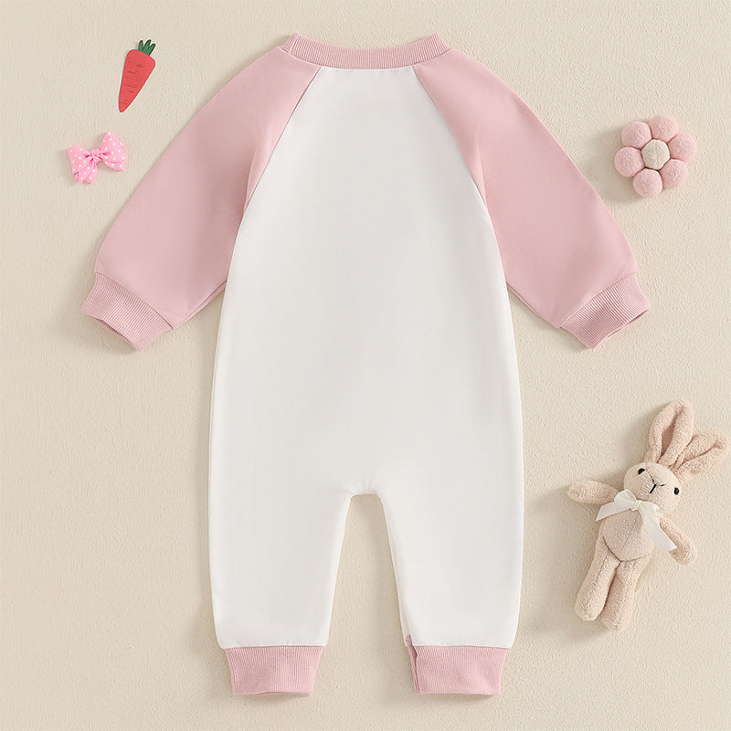 Cute Cartoon Color-Block Baby Romper Jumpsuit