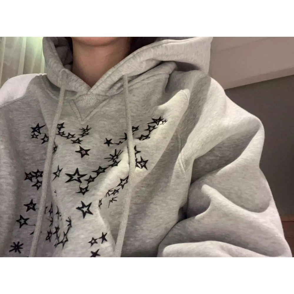 Embroidered Loose Hooded Couple Sweater Coat