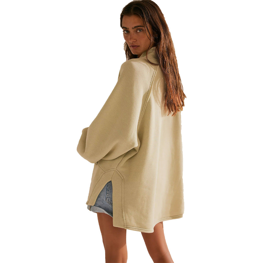 Casual Deep V-Neck Loose Pocket Sweatshirt for Women