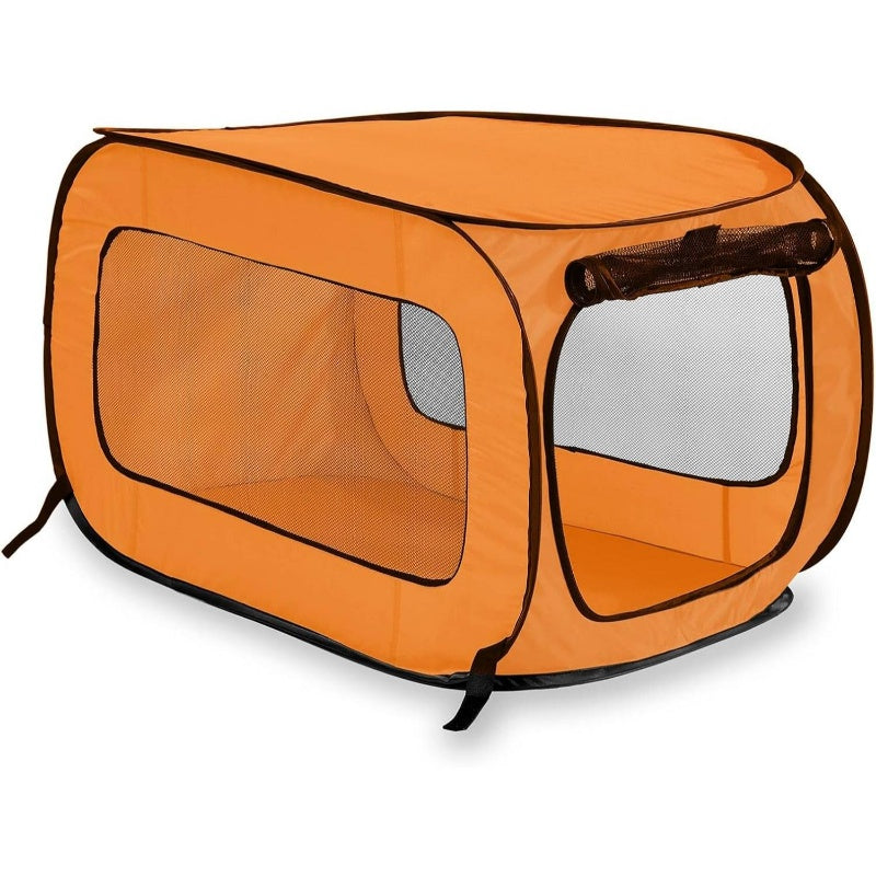 Portable Collapsible Dog Crate Kennel With Removable Top & Front Panels - Heavy-duty Laminated Wood Construction, Spacious 32.5l X 19.5w X 19.5h Travel & Home Crate, Ventilation Mesh & Secure Locking