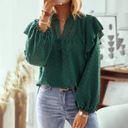 Spring And Summer Ruffled Lantern Sleeves Lace Stitching Coat