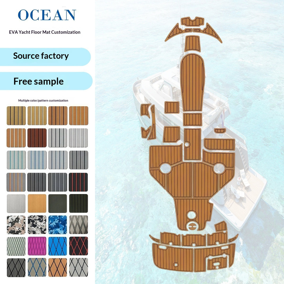 Direct Sales Standing Eva Surfboard Anti-slip Mat, Customizable Diy Boat and Yacht Anti-slip Mat, Eva Paddle Board Mat
