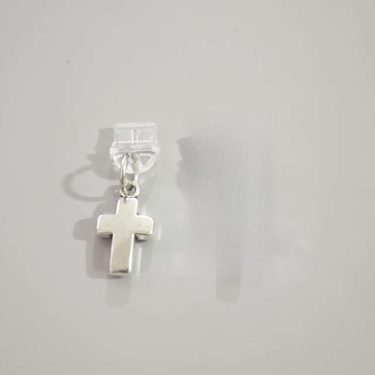 Silvery Cross Dust Plug Phone Charm – Protective Port Cover for iPhone and Type‑C Devices