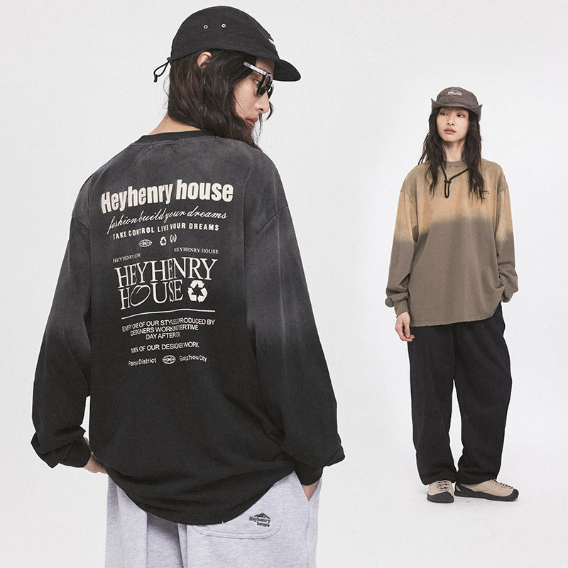 American Letter Print Loose Cotton Sweatshirt