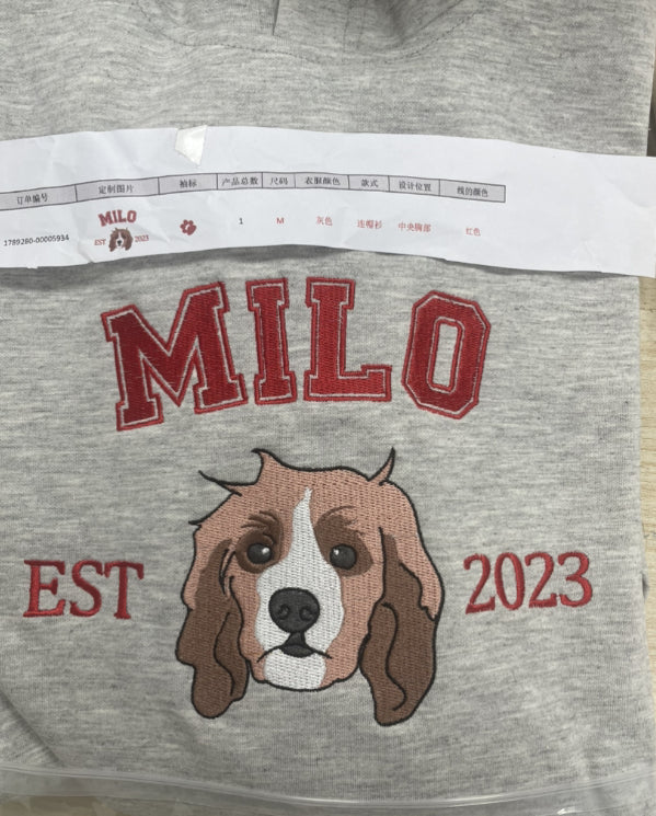 Custom Embroidered Pet Portrait Cozy Hoodie