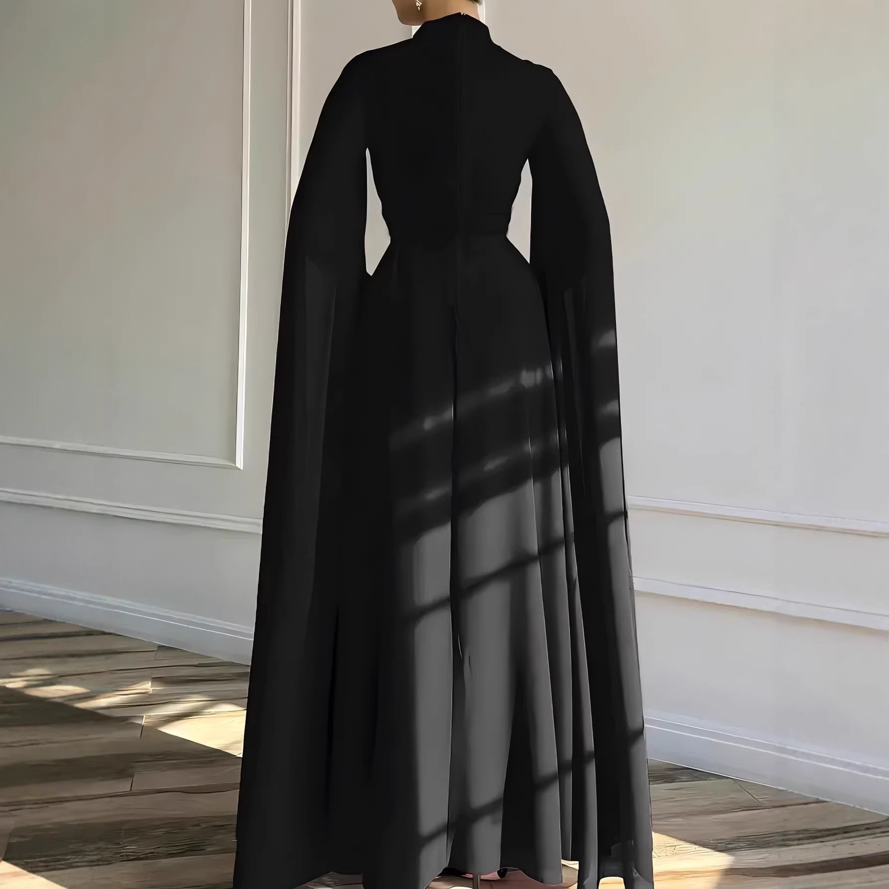 Elegant Long-Sleeve Wide-Leg Flare Jumpsuit