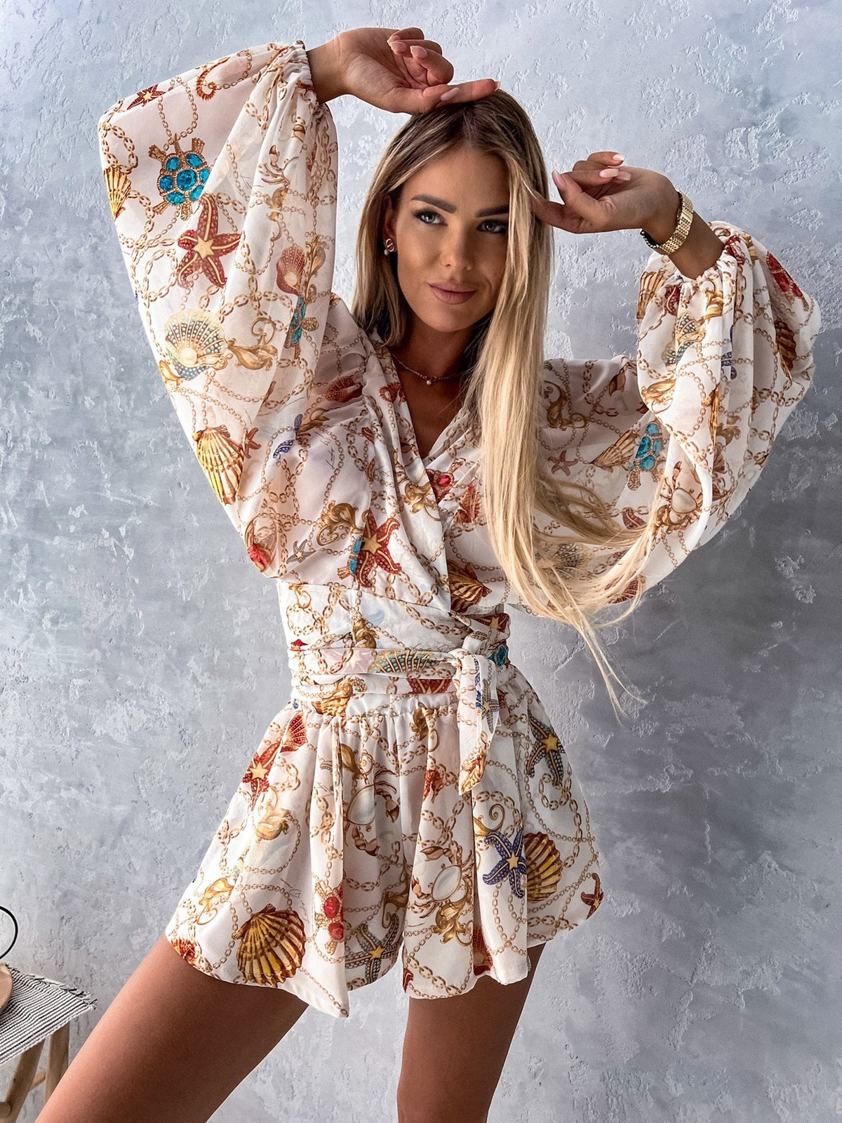 Tropical Rainforest Belted Jumpsuit