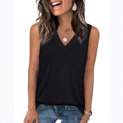 V‑Neck Sleeveless Casual Top – Loose Fit, Trendy Japanese/Korean Style