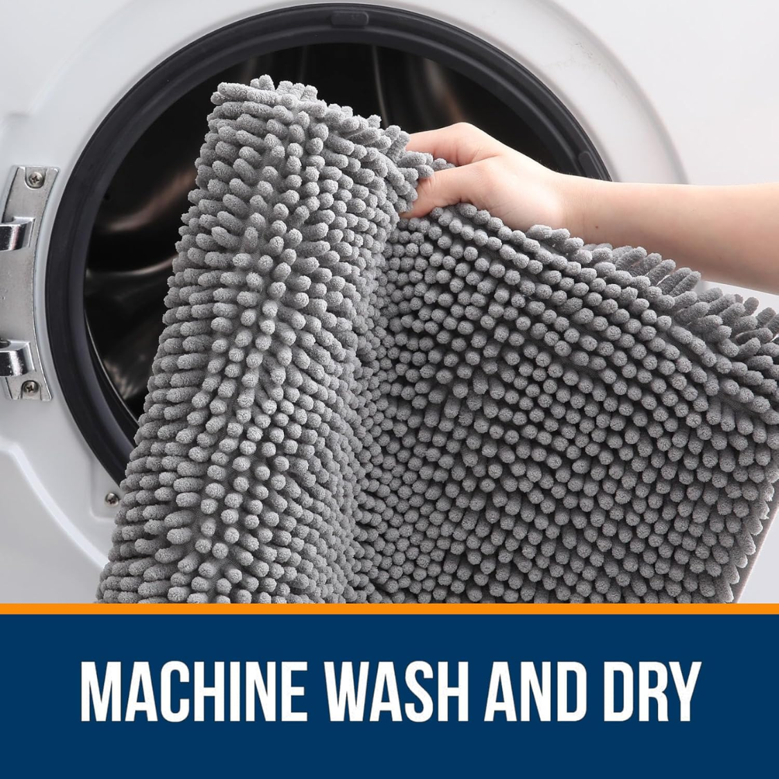 Bathroom Rugs Extra Soft Absorbent Chenille Bath Rugs Rubber Backing Quick Dry Machine Washable Bath Mats for Bathroom Floor Tub and Shower Home Decor Accessories Grey