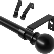 Curtain Rods for Windows 28 to 48 Inch, Black Curtain Rod Set with Brackets, Splicing Adjustable Metal Drapery Rod for Bedroom, Kitchen, Living Room, Matte Black