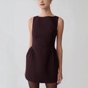 Striped Sleeveless Celebrity-style European and American Dress