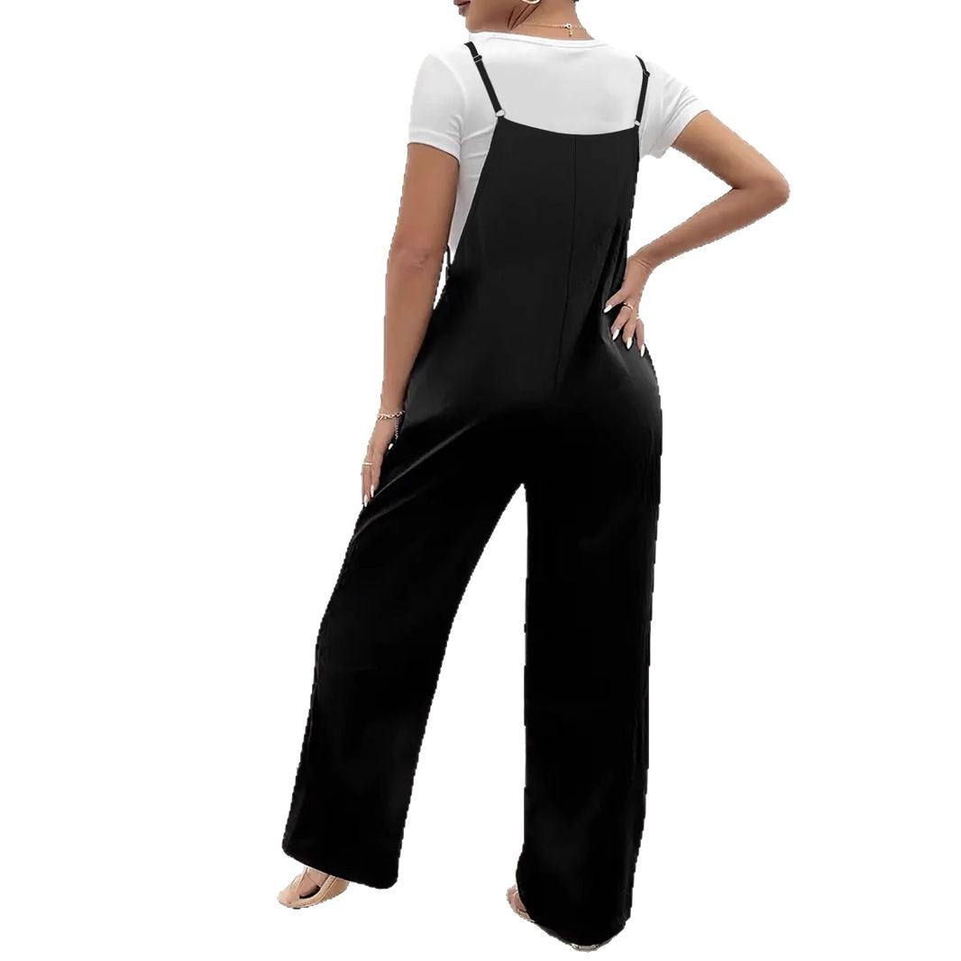 Solid Color Casual Suspender Jumpsuit Women's Clothing