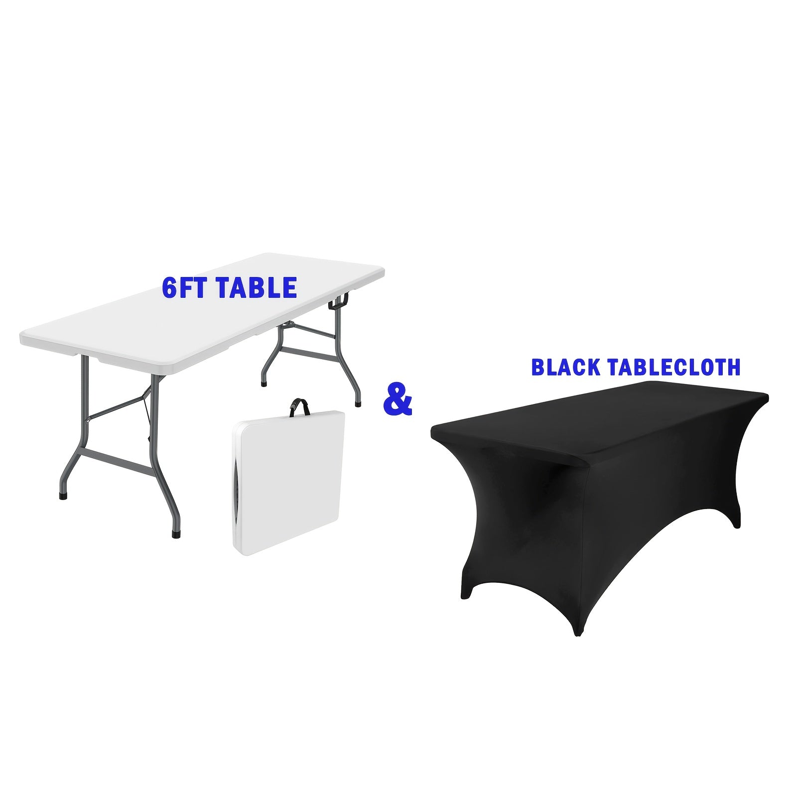Heavy-Duty 4ft/6ft Folding Table with Handle, Portable 6 Foot Plastic Folding Table for Easy Storage, Rectangular Banquet Table for Camping, Picnics, Parties & Indoor Events, White