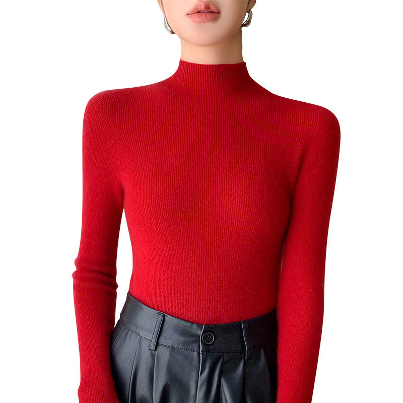 New Slim-fit Turtleneck Solid Color Pullover Knit Sweater