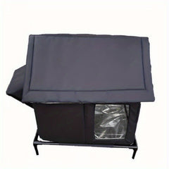 Insulated heated pet house with elevated base for cold weather