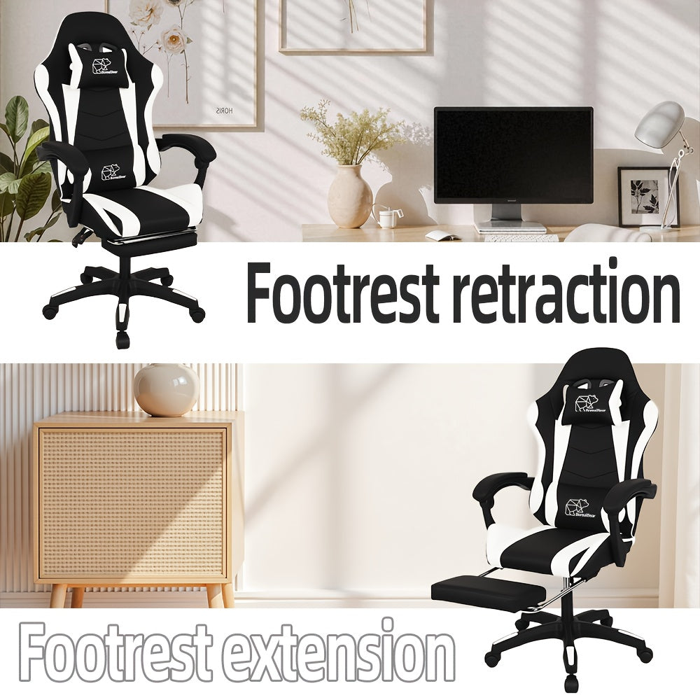 Ergonomic High‑Back Reclining Gaming and Office Chair with Headrest, Lumbar Support and Optional Footrest
