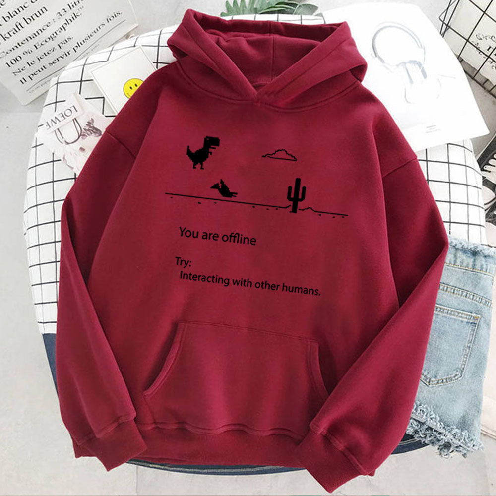 Retro Dinosaur Print Casual Women's Pullover Sweater