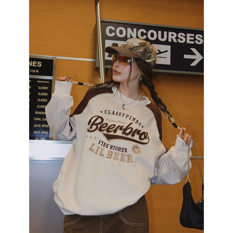 Retro Colorblock Pullover Sweater for Women