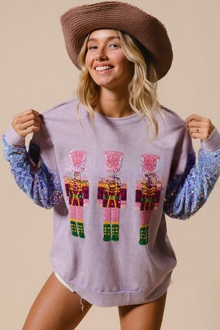 Women's Festive Sequin Padded Christmas Sweatshirt