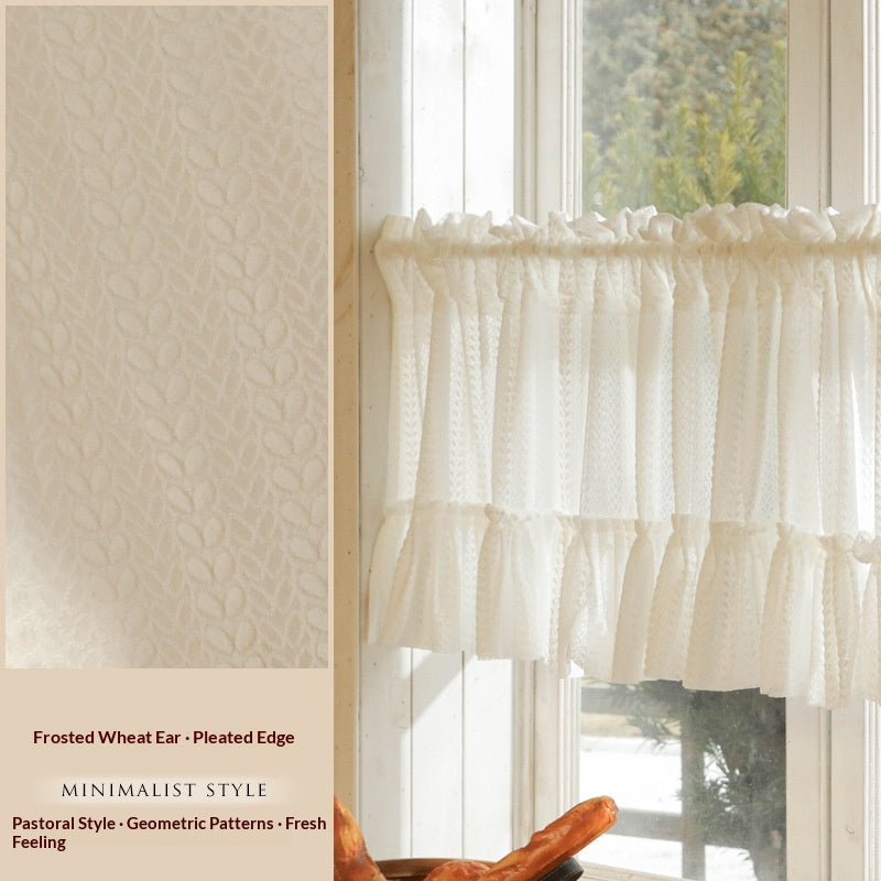 Sheer Gauze Girl Lace Trim Kitchen Curtain