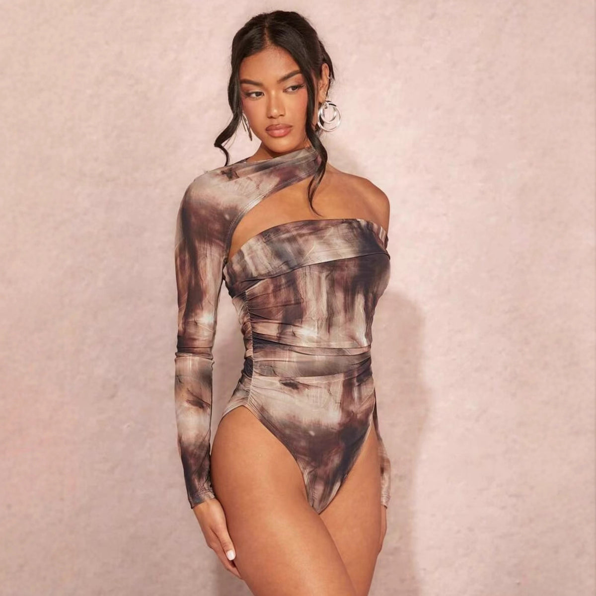 Sexy Off-Shoulder Asymmetrical Halter Bodysuit