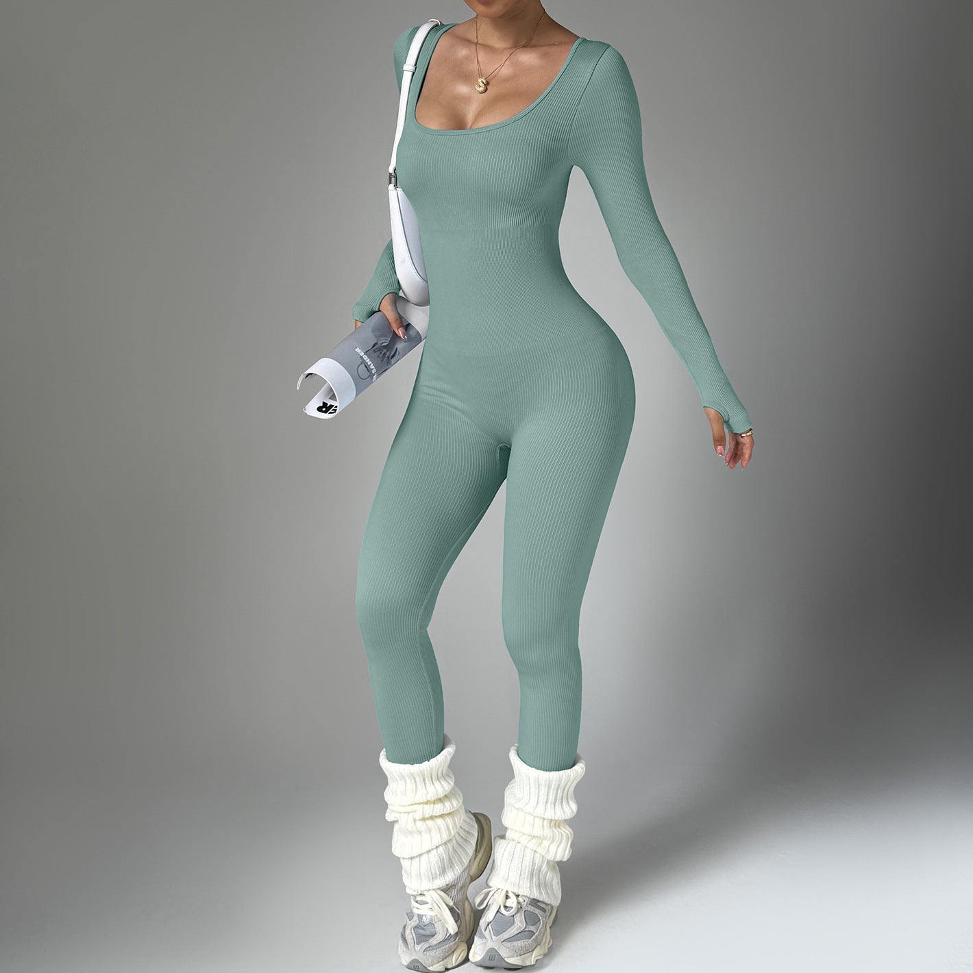 Seamless Long Sleeve Fitness Yoga Bodysuit