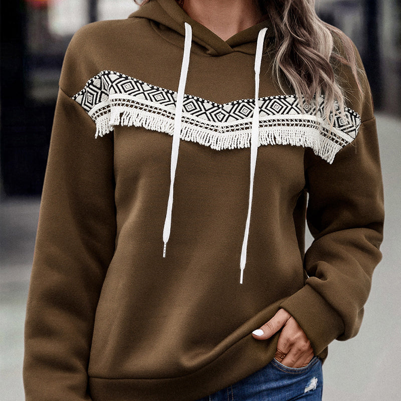 Autumn And Winter European And American Women's Clothing Hot Sale Hooded Lace Casual Sweatshirt