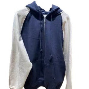 Cozy Colorblock Raglan Zip Hoodie Cardigan