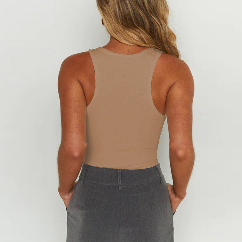Women's Ribbed Knit Sleeveless Slim Jumpsuit