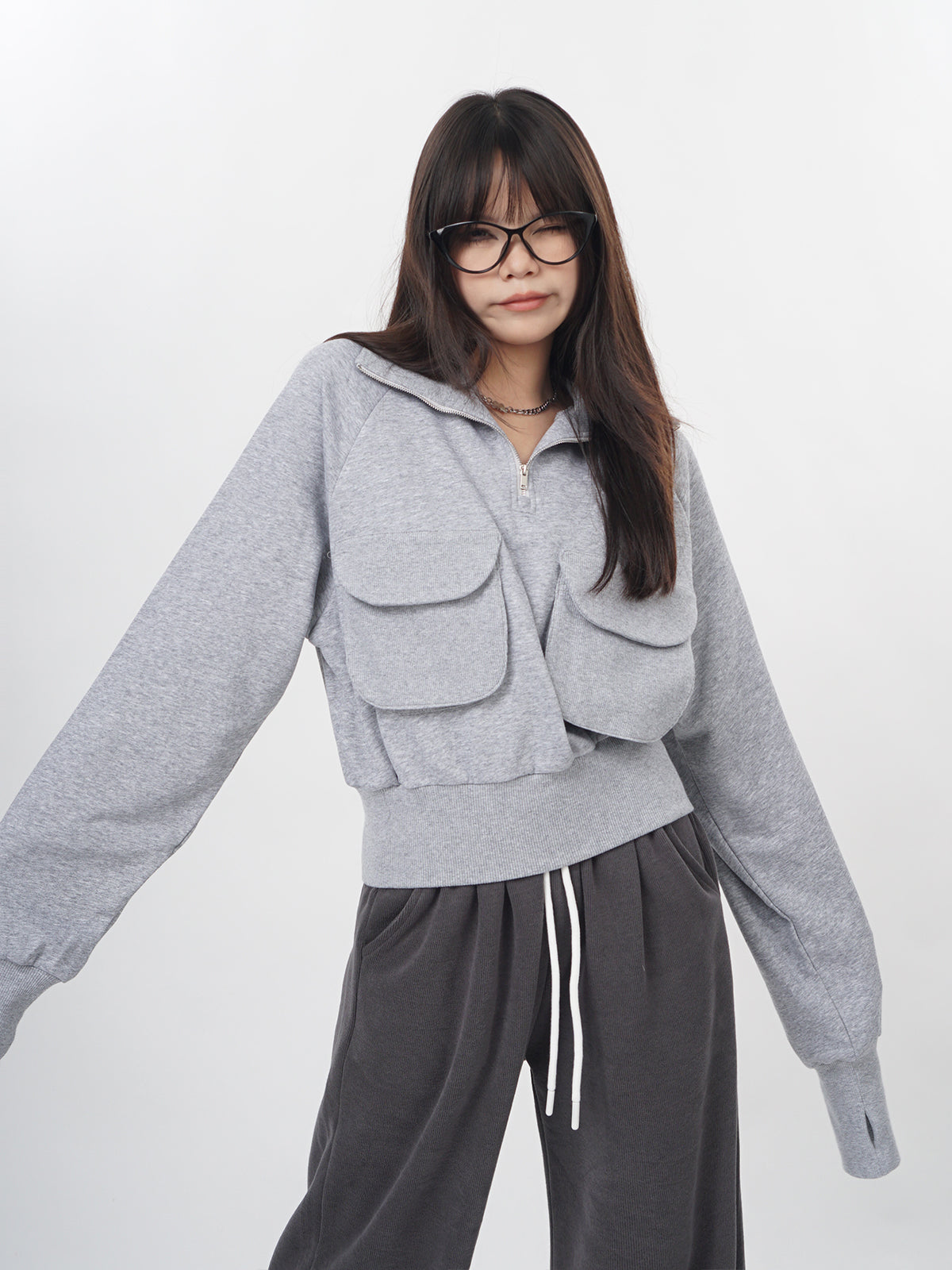 Cozy Gray Half-Zip Pullover Sweater