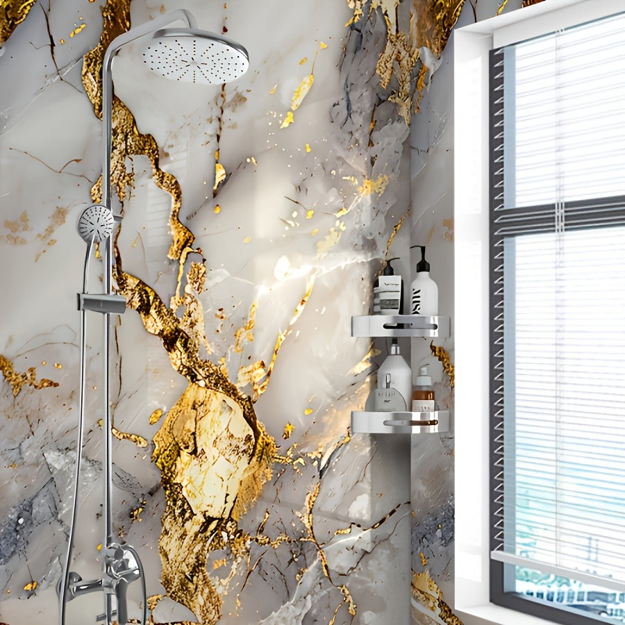 Self-adhesive imitation marble wall stickers for quick room refresh